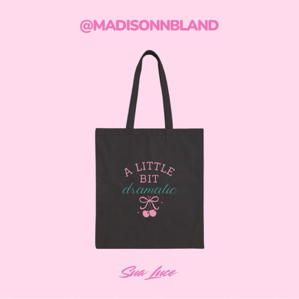 ‘A Lil Bit Dramatic’ Cotton Tote Bag - Available in Beige, Pink, Brown, & Black